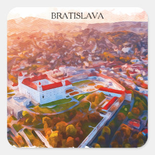 Adesivo Quadrado Bratislava Histórica Eslováquia - Horizonte à Agua