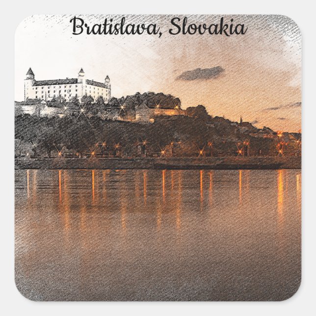 ADESIVO QUADRADO BRATISLAVA, RIO DA ESLOVÁQUIA CASTLE DANUBE (Frente)