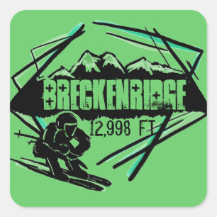 Adesivo Quadrado Breckenridge Coletores de esqui verdes do Colorado