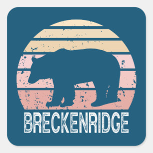 Adesivo Quadrado Breckenridge Colorado Retro Bear