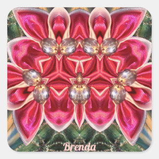Adesivo Quadrado BRENDA ~ Sombra Verde, Prateado, Rosa