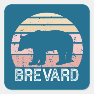 Adesivo Quadrado Brevard North Carolina Retro Bear