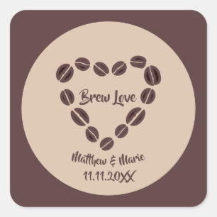 Adesivo Quadrado Breve Amor Café Bean Heart