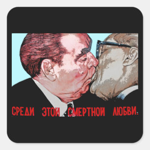 Adesivo Quadrado Brezhnev & Honecker Kiss,East Side Gallery, Berlim