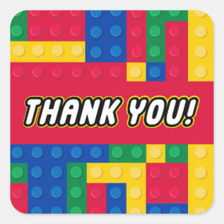 Adesivo Quadrado Brick Builder Birthday Party FAVOR STICKER