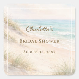 Adesivo Quadrado Bridal Shower beach coastal elegant