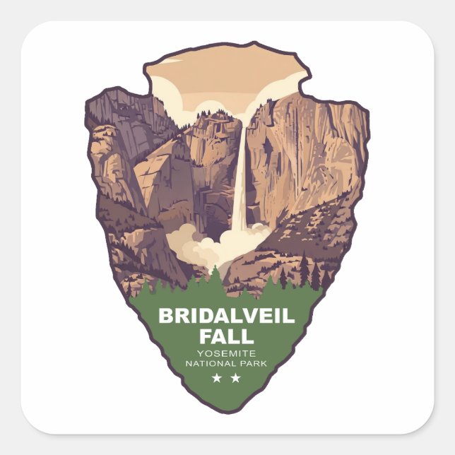 Adesivo Quadrado Bridalveil Fall Yosemite National Park Arrowhead (Frente)