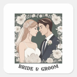 ADESIVO QUADRADO BRIDE E GROOM