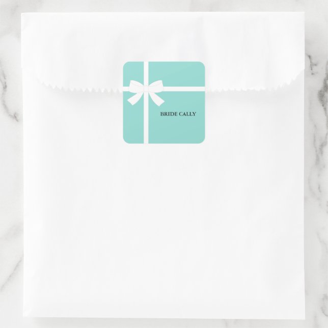Adesivo Quadrado BRIDE Teal Blue Tiara Party Personalizado (Bolsa)