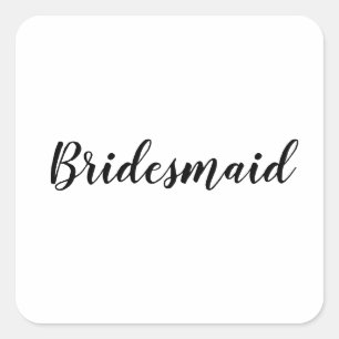 Adesivo Quadrado Bridesmaid Simples Branca Negra Moderna