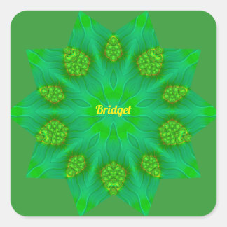 Adesivo Quadrado ~BRIDGET ~ WOW! ~ 10 Estrela Apontada ~ Verde ~