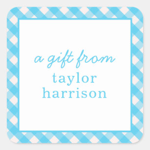 Adesivo Quadrado Bright Gingham Personalizado para Presentes