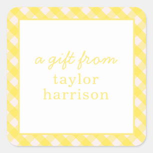 Adesivo Quadrado Bright Gingham Personalizado para Presentes