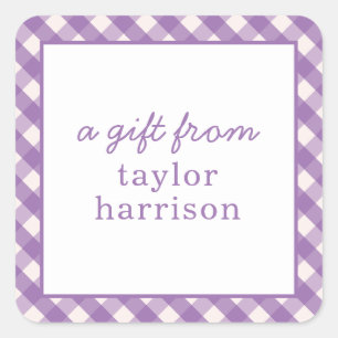 Adesivo Quadrado Bright Gingham Personalizado para Presentes
