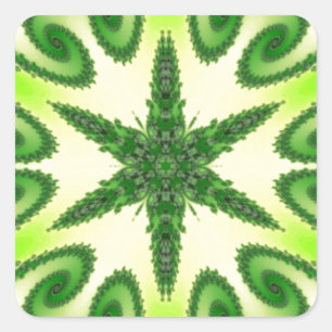 Adesivo Quadrado Bright Mint Green Kaleidoscop Art