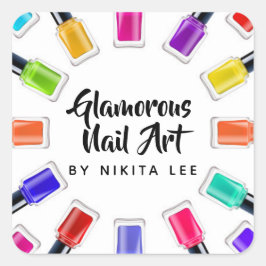 Adesivo Quadrado Bright Rainbow Nail Polonês Art Tech Salon