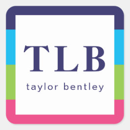 Adesivo Quadrado Bright Rugby Stripes Monogramas