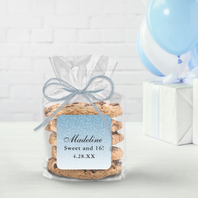 Adesivo Quadrado Brilhante Azul Claro Personalizado (Criador carregado)