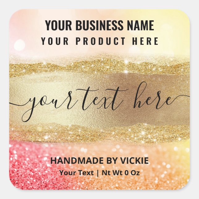 Adesivo Quadrado Brilhante de Fogo Estimulante Produto Amarelo Lara (Frente)