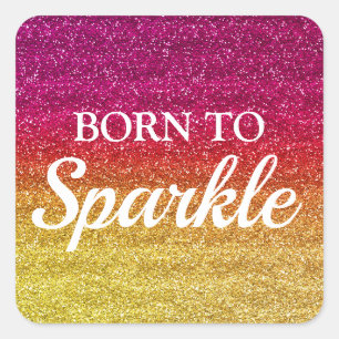 Adesivo Quadrado Brilhante Rosa Escuro e Amarelo Glitter Nascido pa