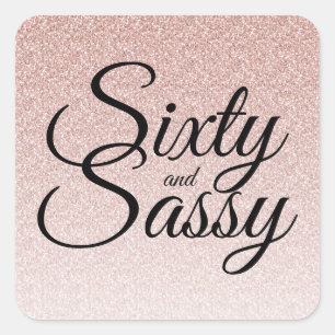 Adesivo Quadrado Brilho cor-de-rosa Ombre 60 e 60th aniversário