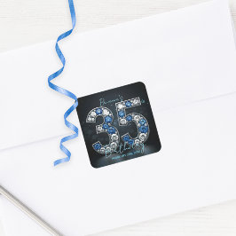 Adesivo Quadrado Brilho de Safira Diamante Jóias de 35º Aniversário