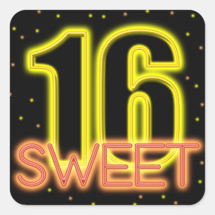 Adesivo Quadrado Brilho no Escuro Sweet 16