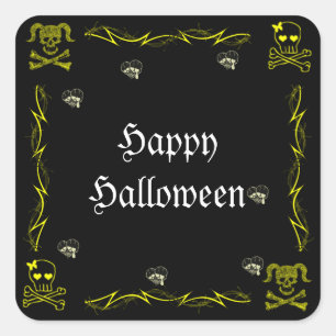 Adesivo Quadrado Brincadeira Yellow Girl Gótica Halloween