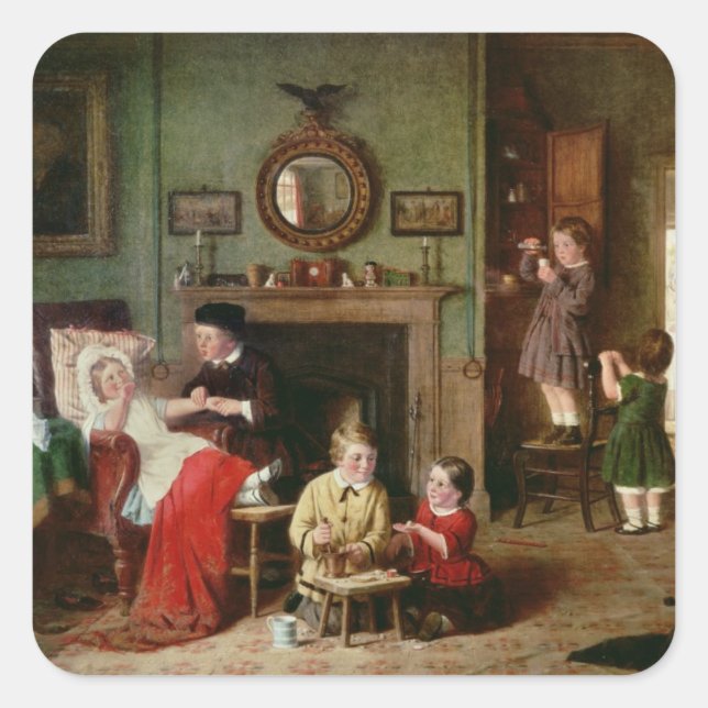 Adesivo Quadrado Brincando com os Médicos (Frente)