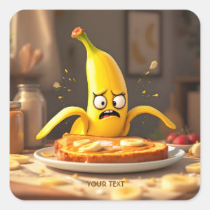 Adesivo Quadrado Brinde de Banana de Manteiga Gelada
