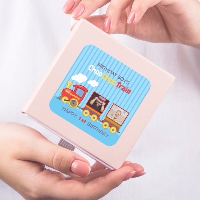 Adesivo Quadrado Brinquedo Toddler Boy Birthday Blue (Criador carregado)