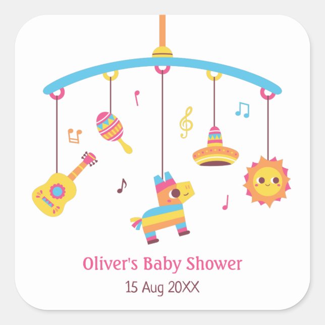 Adesivo Quadrado Brinquedos Críticos Decorações de Chás de fraldas  (Frente)