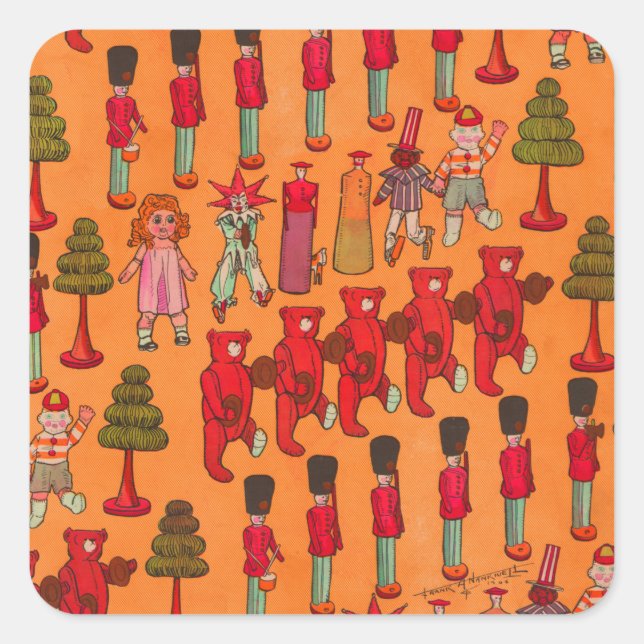 Adesivo Quadrado Brinquedos de Natal Brincadeiras (Frente)