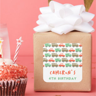 Adesivo Quadrado Brinquedos Retro Meninos Diversão Transporte Favor