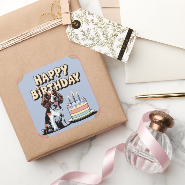 Adesivo Quadrado Brittany Spaniel Dog Colorful (Presentear)