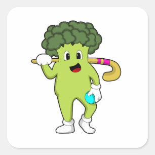 Adesivo Quadrado Broccoli no Hockey com taco de Hóquei