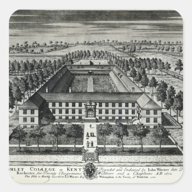 Adesivo Quadrado Bromley College em Kent (Frente)