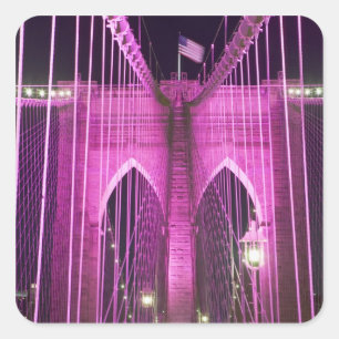 Adesivo Quadrado Brooklyn Bridge Lit Purple