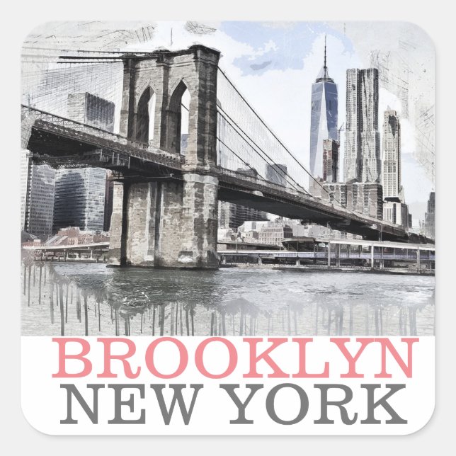Adesivo Quadrado Brooklyn Bridge Nova Iorque (Frente)