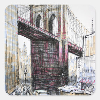 Adesivo Quadrado Brooklyn Bridge, USA Stickers