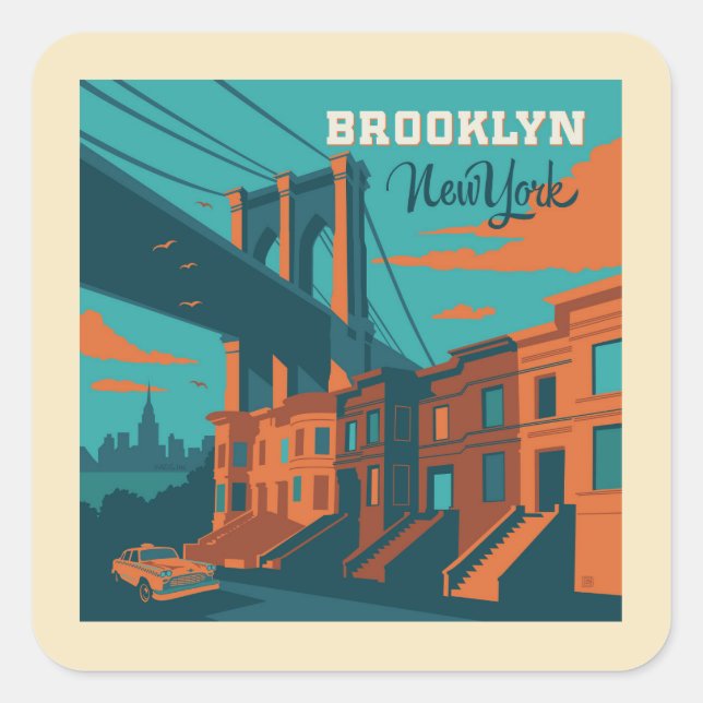 Adesivo Quadrado Brooklyn Nova York (Frente)