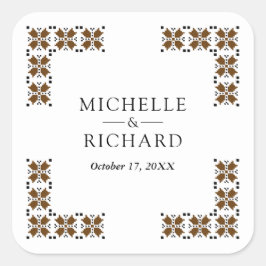 Adesivo Quadrado Brown and Black Ukrainian Embroidery Wedding