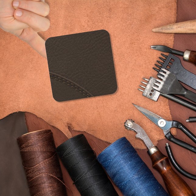 Adesivo Quadrado Brown Faux Leather Upholstery (Criador carregado)