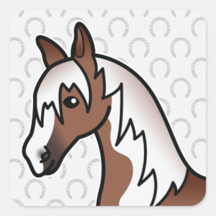 Adesivo Quadrado Brown Pinto Cartoon Horse Head