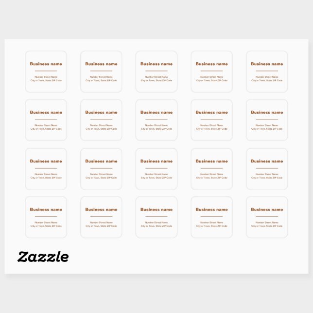 Adesivo Quadrado Brown Plain Texts Endereço Comercial em Branco (Folha)