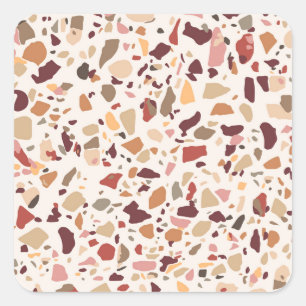 Adesivo Quadrado Brown terrazzo: vintage, trendy padrão.
