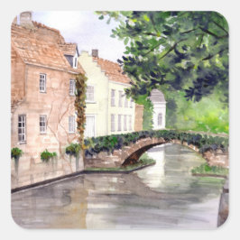 Adesivo Quadrado Bruges Watercolor Painting por Farida Greenfield