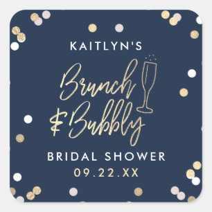 Adesivo Quadrado Brunch & Bubbly Confetti Chá de Noiva