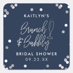 Adesivo Quadrado Brunch & Bubbly Confetti Chá de Noiva