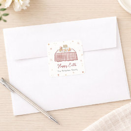 Adesivo Quadrado Brunch de Primavera Desenhada à Mão Whimsical